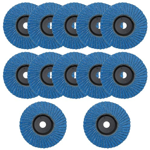 Aoyswuz 12 Pezzi 76mm Disco Abrasivo Lamellare Grana 60, Dischi Abrasivi a Lamelle Foro Centrale 10mm per La Lucidatura Ruvida di Metallo, Legno, Plastica
