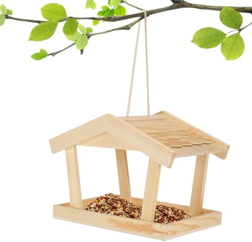Mangeoire Oiseaux Exterieur - Station Nourriture Animaux Bois Décoration Maison | Support Nourriture Oiseaux Sauvages Exterieur,pour Jardin Cour Terrasse Allée Fenêtre Balcon Arbre Clôture Intérieur