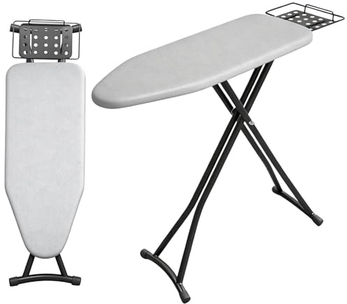 Kezidhp Table à Repasser Pliable et Réglable en Hauteur, Planche à Repasser avec Support à Fer Résistant à la Chaleur, Surface de Repassage Large et Épaisse 110 x 31 cm，Ironing Board