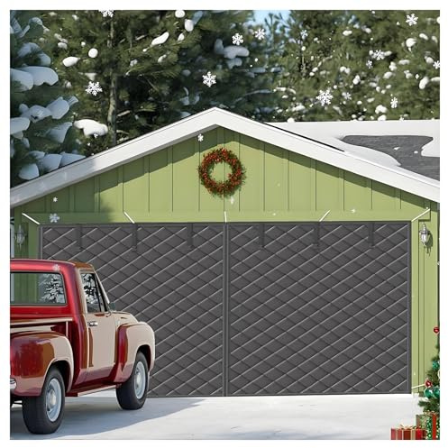 Vintergarageportsnät, 2,7 m 3,0 m 3,4 m 4,3 m 4,6 m Garageportsisoleringskit, Vattentät Oxfordtyg Magnetisk Värmeisolerad Garagegardin Friskluftsgardin(Grå,4.9x2.1M/16x7FT)