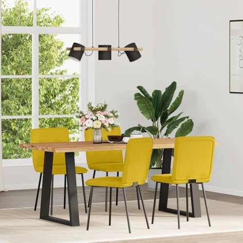 Frdhee Sedia da pranzo per visitatori, sedie da pranzo, 4 pezzi, velluto giallo, per sala da pranzo, cucina, ufficio, installazione rapida