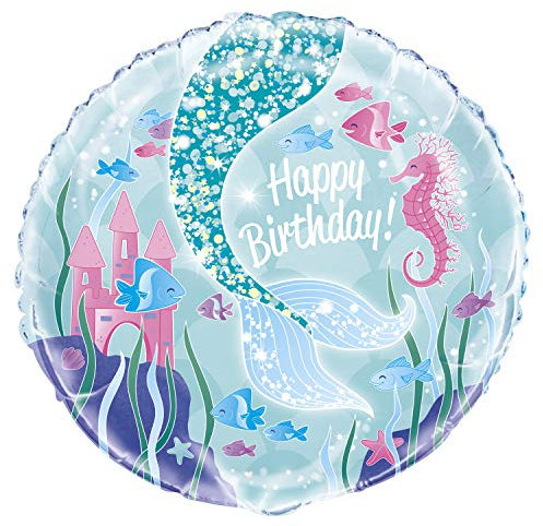 Magical Mermaid Multicolor Round Foil Balloon (45cm) 1 Piece - Enchanting Ocean Party Decor, Perfect Balloon for Birthday, Baby Shower, and Themed Celebrations, 18-Inch