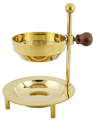 NKLaus Rauchgefäß mit Sieb Messing Gold höhenverstellbar Weihrauchbrenner Weihrauchfass 2196