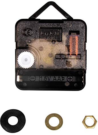 Rayher Quarz-Uhrwerk, batteriebetrieben, Achsenhöhe 16 mm, montiert, geeignet für eine Plattenstärke bis max. 7 mm, Uhrwerk für Wanduhr, 69237000, Natur