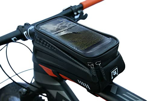 Wasserdicht Fahrradtasche Rahmen rutschfest 1.6Liter Licht 195Gramm Rahmentasche mit Stabiler Klettverschluss Fahrrad Zubehör für Handy Smartphone zur Navigation
