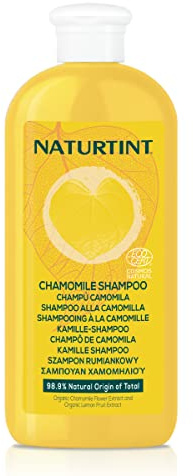 Naturtint | Vegane Kamille Shampoo | Intensive goldene Reflexe. Ecocert. 98,9% Natürliche Inhaltsstoffe | Kamille und Zitrone | 330ml