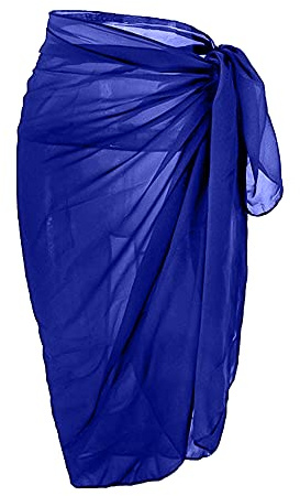 Beach Sarongs Wrap for Women - Long Beachwear Sarong Bikini Beach Cover Up Chiffon Swimsuit Wrap Skirts Ladies Summer Sexy Swim Sarong for Holiday Royal Blue