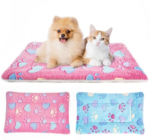 MICOOYO 2 Piezas Jaula para Perros Cama Colchón - Cojín de Forro Polar Lavable para Mascotas, Gatos, Cachorros y Perros Medianos (69 x 52 cm)