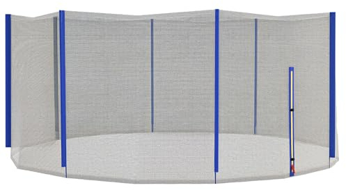 SPORTNOW Filet de Remplacement pour Trampolines Ø 366 cm 8 poteaux Droits Filet de sécurité pour Trampolines, Filet Rond avec entrée zippée