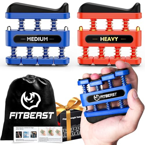 FitBeast fingerstyrka, fingertränare, handtränare för att förbättra fingerstyrka och styrka i fingrar, händer, underarmar – greppstyrketränare för musiker, klättrare