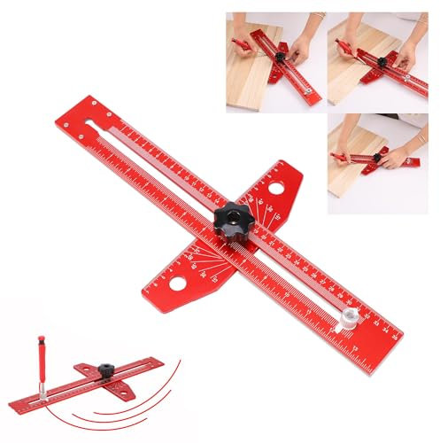 FEETE 350 MM T-Square Righello, regolabile in lega di alluminio Scriber disegno a T righello per falegnameria misurazione lavorazione del legno, linea di precisione disegno aiuto righello con