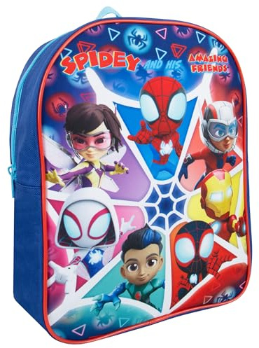 Marvel Sac à Dos Spiderman | Spidey et Ses Amis | École Primaire et Maternelle | Pour Garçon | Taille Unique Bleu