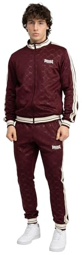 Lonsdale Chándal para hombre Slim Fit Ashwell Oxblood/Crudo L, Oxblood/crudo, L