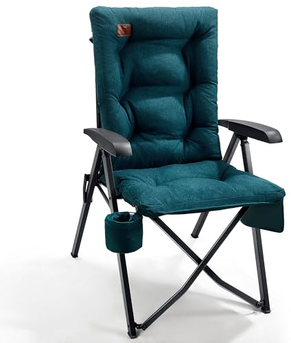 EVER ADVANCED Lyxiga campingstolar för vuxna kraftig hög rygg överdimensionerad hopfällbar trädgårdsstol bekväm vadderad 6 cm slitstark 150 kg läger justerbara matstolar 4 positioner