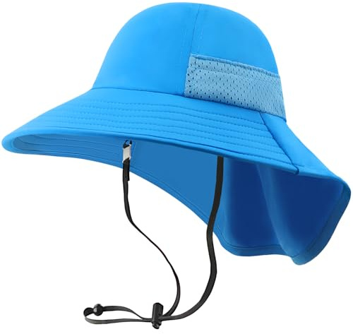 DRESHOW Cappello da Sole per Neonati UPF 50+ Cappello da Collo per Ragazzo Protezione per Bambini Cappello a Secchiello Traspirante