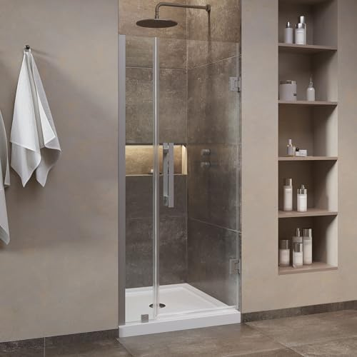 OVE Decors Panama 36 in. W x 36 in. D x 74 3/4 in. H Alcove Frameless Pivot Hinge Shower Door Kit in Satin Nickel with Base Pan, 2025