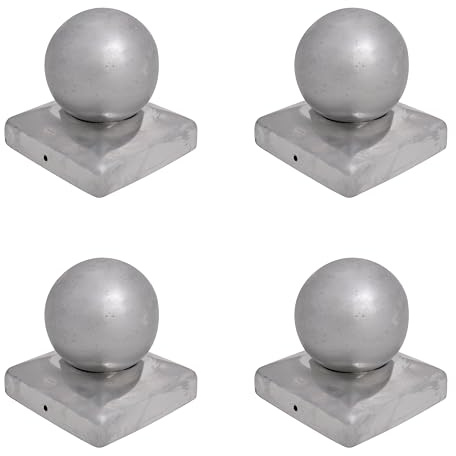 Stainless Steel A2 Square Metal Fence Gate Post Cap With Ball Flange 100mm x 100mm 4