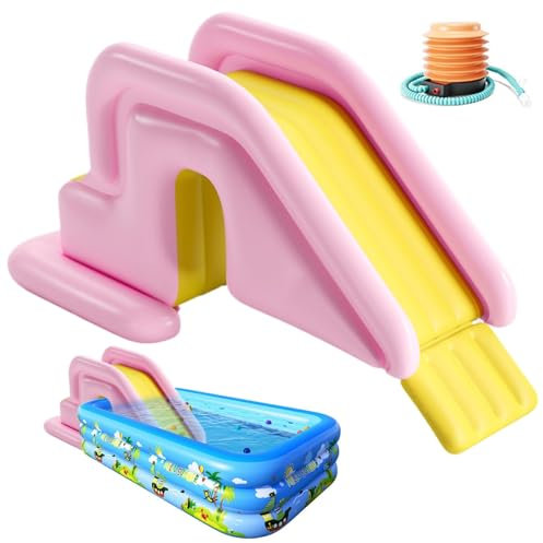 EVGATAVAB Toboggan Aquatique Gonflable, Gonflable Piscine Glisser avec Pompe À Air, Été Amusant Extérieur Anti-basculement Parc Aquatique Toboggan, pour Jardin Arrière-Cour Extérieur(Pink)