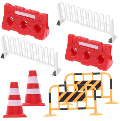 TOYANDONA 8pcs Traffic Cones Miniature Roadblocks Street Signs Educational for Model Train Layout School Projects and Outdoor Games