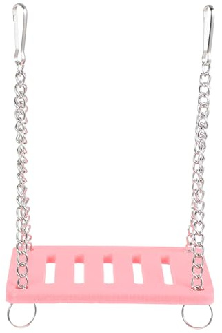 DOITOOL Balançoire pour Hamster en Bois et Métal Maison-Balançoire Rose pour Petits Animaux Suspendu Solide et Amusant pour Hamster et Perroquet