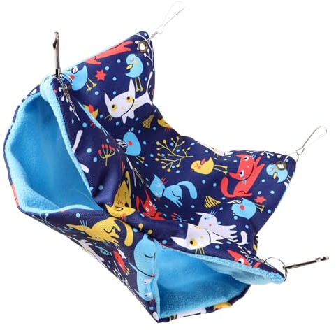 Angoily Hamac pour Petits Animaux de Compagnie, Lit Suspendu Chaud et Confortable pour Hamster et Cobaye, Taille Petite, Double Couche Isolante en Peluche, Cage de Couchage Hiver