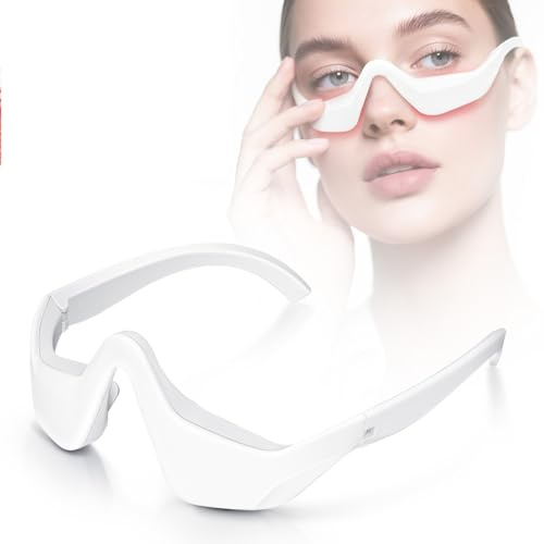 Massaggiatore per occhi, terapia con luce rossa e microcorrente, occhiali sotto-occhio, dispositivo per la cura degli occhi con 4 modalità per occhiaie, borse sotto gli occhi, gonfiore, rughe e