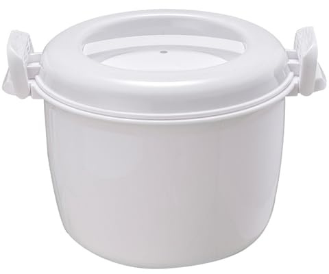 Mikrovågsugn riskokare 2,6 L mikrovågsgryta med ångcirkulation för jämn uppvärmning av spis med sked för ris, pasta, potatis och grönsaker, diskmaskinssäker