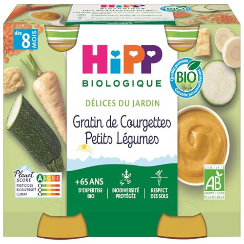 HiPP - Délices du Jardin - Gratin de Courgettes Petits Légumes Dès 8 Mois - Pots - 2x190 g