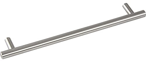 GRIMME 8569210160 Basic skåphandtag Enija möbelhandtag (barell) ø 12 mm, bredd 200 mm stånghandtag borstat rostfritt stål, silver, hålavstånd 160 mm