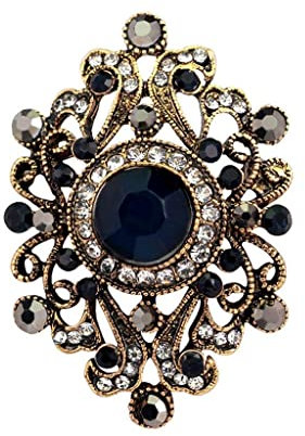 Vintage Blume Strass Brosche Pin Ansteckernadel Sicherheitsnadel Modeschmuck - Blau, Taille Unique