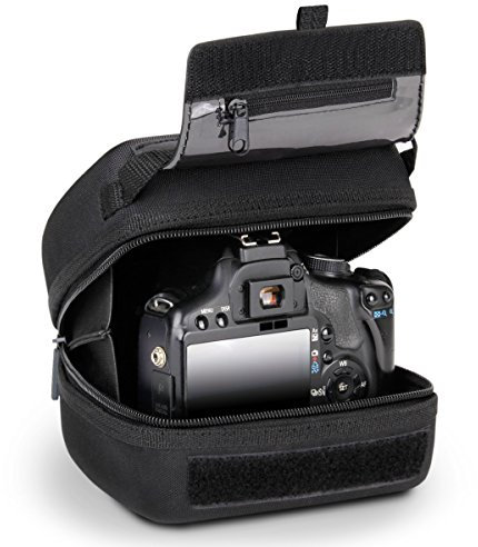 USA Gear Quick Access DSLR Hard Shell Camera Case with Molded EVA Protection, Padded Interior, Holster Belt Loop and Rubber Coated Handle - Compatible with Nikon, Canon, Pentax and More Cameras