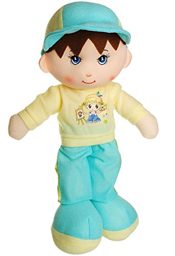 alles-meine.de GmbH große Schmusepuppe - AUSZIEHBAR - Junge mit Shirt + Hose - 35 cm - aus Plüsch - Stoffpuppe Puppe - für Kinder - Baby/Kleinkinder - Stoff - Babypuppe - S..