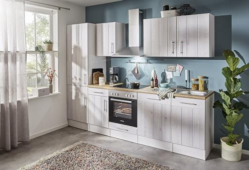 respekta Küchenzeile Anton BERP280LHWC Premium Landhaus Küchenblock 280 cm Breite mit Elektrogeräten