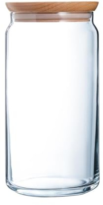 Arc 806496 Purebox Vorratsdose aus Glas, Holzdeckel, 1,5 l