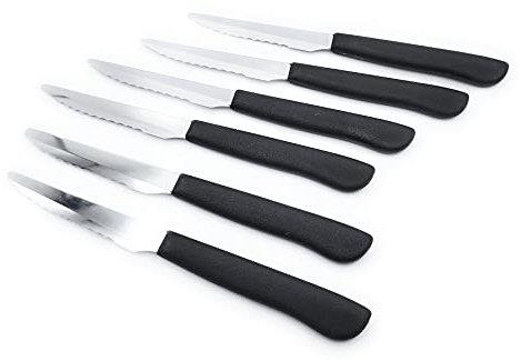 KIMERA - Set 6 Coltelli Pizza e Bistecca, Lama Inox Seghettata 10 cm, Super Affilati per Pizza, Pinsa, Focaccia, Panini e Carne - DOI LEONS, Made in Italy, Manico Ergonomico, Lavabile in Lavastoviglie