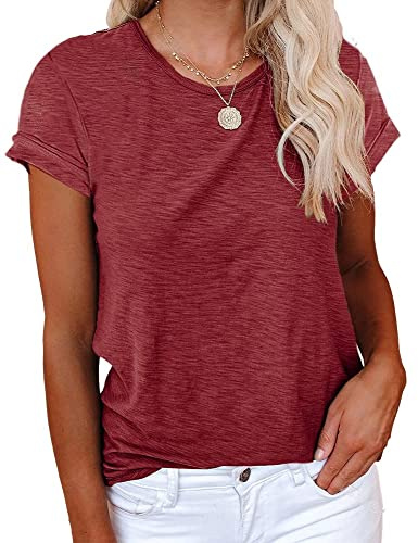 Cicy Bell T-shirt damer kortärmade skjortor för damer toppar rund hals ledig ledig sommar bomull t-shirts