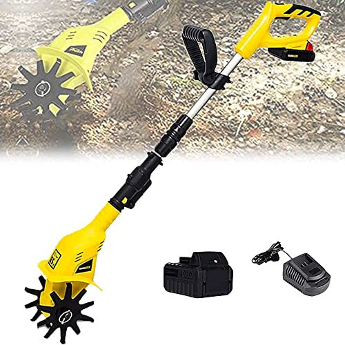 Samnuerly Escarificador eléctrico inalámbrico de 20 V, rotavator de Mano, cultivador eléctrico portátil, con batería Recargable, Profundidad de Trabajo de 16 cm, para Jardines, huertos, invernaderos