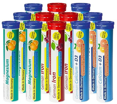 German Probierpaket Mineralien Plus 240 Stk. - Eisen, Calcium und Magnesium - Zuckerfrei, Vegan - T&D Pharma - Made in Germany