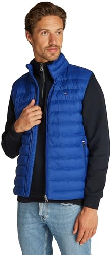 Tommy Hilfiger Chaleco Hombre Packable Recycled Vest cuello alto, Azul (Wedge Blue), S