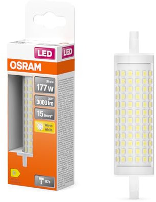 OSRAM Lampada LED LED Line con filamento, corpo lampada in plastica trasparente, 20 W, attacco retrofit R7s, EEK D, 3000 lm, luce bianca calda 3000 K per illuminazione generale.
