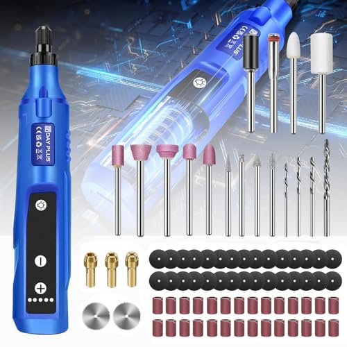 Mini stylo de gravure rotatif sans fil - Kit d'outils rotatifs avec 80 accessoires et 5 vitesses - 3,7 V - Pour poncer, graver, couper, DIY