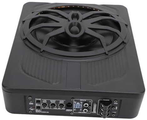 Acouto Subwoofer Delgado para Debajo del Asiento de 10 Pulgadas, Luz LED de 800 W, Carcasa de Aleación de Aluminio, Control Remoto de Graves, Rendimiento de (Blue)