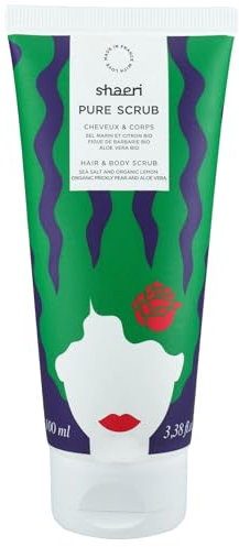 Shaeri – Pure Scrub Détoxifiant Cuir Chevelu & Corps – Gommage Naturel 2-en-1 – Figue de Barbarie, Aloe Vera, Sel Marin, H.E. de Citron – Purifie & Rafraîchit – 98% Naturel, Made in France