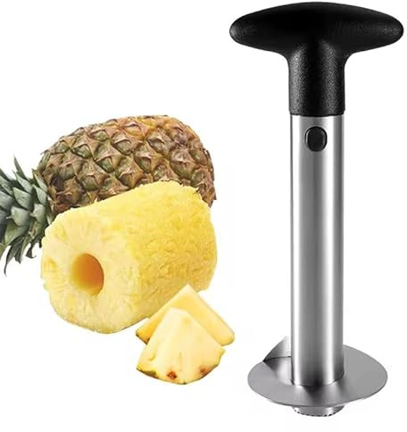 Stainless Steel Pineapple Corer & Slicer – Heavy‑Duty Pineapple Cutter Tool for Easy Peeling, Coring & Slicing – Ergonomic Non‑Slip Handle – Dishwasher Safe Kitchen Gadget