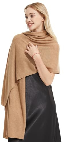 Ohyiian Luxury Cashmere Shawl and Wrap for Women, All-Season Pashmina Scarf Travel Blanket Large Cashmere Wool Blend Shawl (Camel)