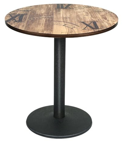 Belfoyer Runder Esstisch 70 cm Holzfarbe mit Zahlenmuster – Moderner Küchentisch Klein, Esszimmertisch Rund mit MDF-Platte & Metallbein, Für Wohnzimmer, Esszimmer & Café
