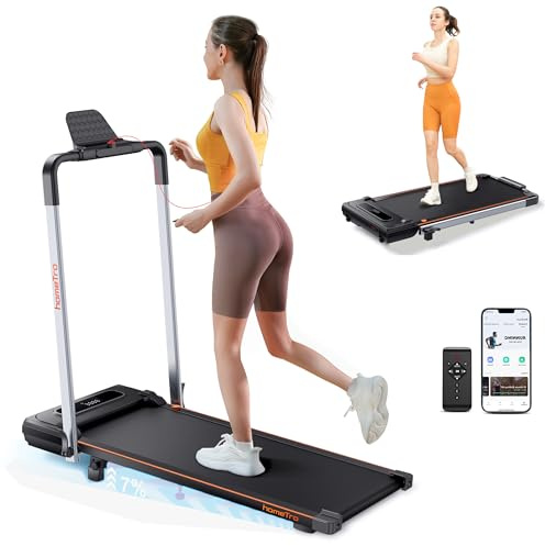 HomeTro Walking Pad With Incline 7%, Treadmills For Home Foldable, 2.5HP Ultra-Quiet Compact Folding Under Desk Treadmill with Handle, 12 Modes Running Machine,12 km/h Speed Walking Pads.
