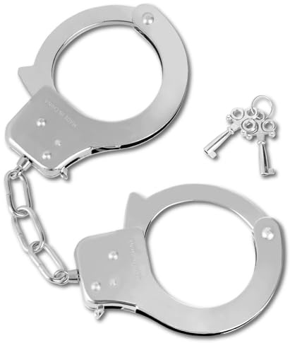 The Fancy Dress Metal Handcuffs with Keys | Silver Handcuff Adult Unisex Fancy Dress Costume for Cop, Prisoner & Gangster Theme Parties, Halloween & Book Week Props