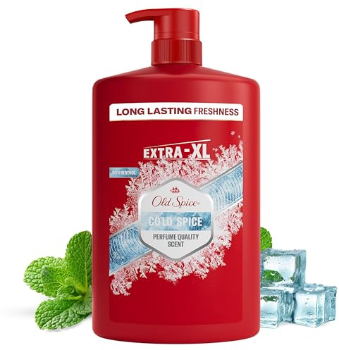 Old Spice Cold Spice Mens Shower Gel & Shampoo, Face and Body Wash for Men 1000ml VALUE PACK, Cool Mint Perfume
