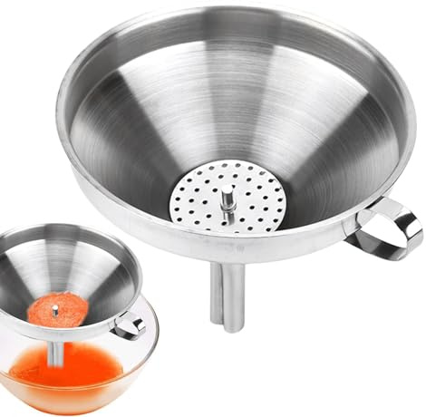 Imbuto In Acciaio Inossidabile Con Filtro A Maglia Fine, Per Dolci, Oli Da Cucina, Liquidi E Altre Attività Culinarie. Il Suo Robusto Design In Metallo Garantisce Un Trasferimento Pulito E Un